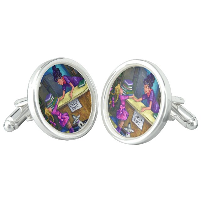 Library Check Out Cufflinks (Angled)