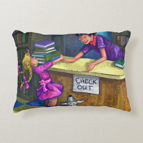 Library Check Out Decorative Pillow