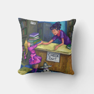 Library Check Out Throw Pillow