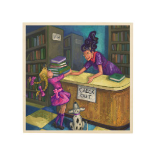 Library Check Out Wood Wall Art
