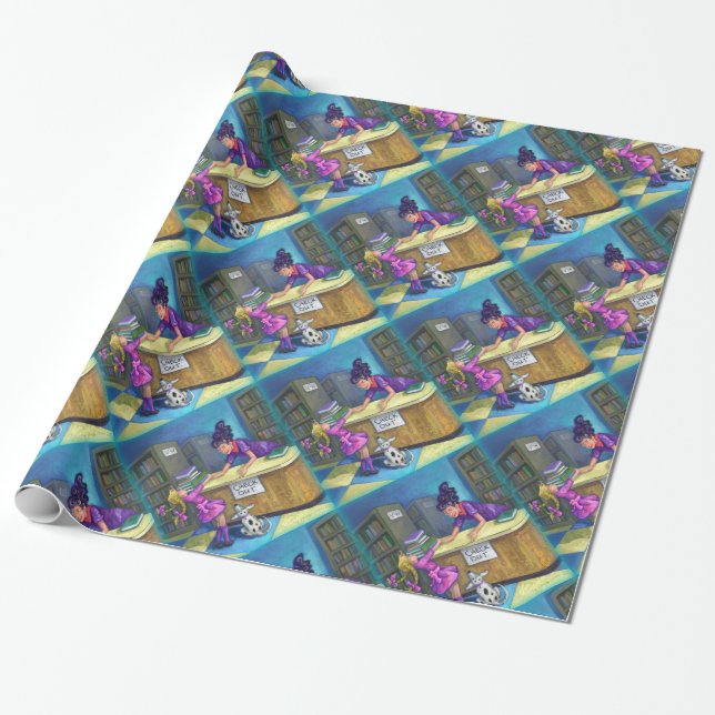 Library Check Out Wrapping Paper (Unrolled)