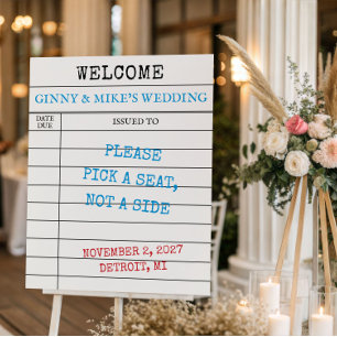 Library Checkout Card Wedding Welcome Sign