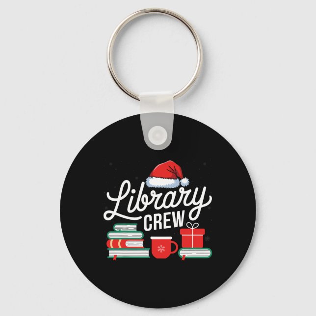 Library Crew Book Lovers Librarian Xmas Holiday Ch Keychain (Front)