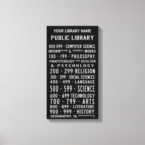 Library Dewey Decimal Bus Roll on canvas