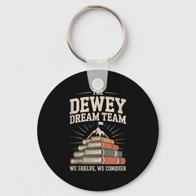 Library Dream Team Mountain Of Books Funny Librari Keychain (Front)