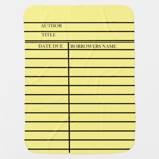 Library Due Date Card Baby Blanket - Customize It! (Front)