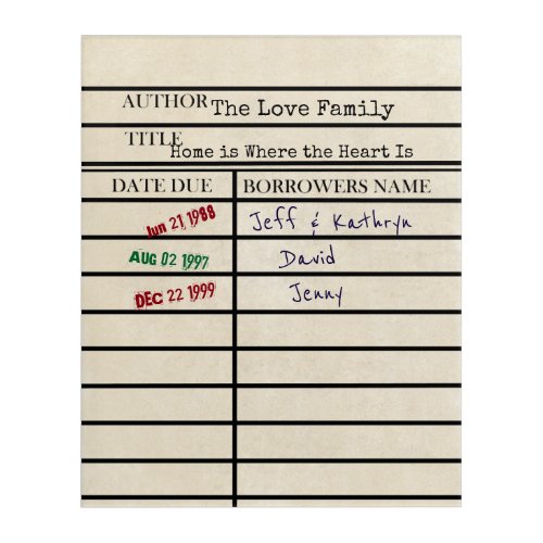 Library Due Date Card Custom Family Art