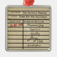 Library Due Date Family Christmas Ornament