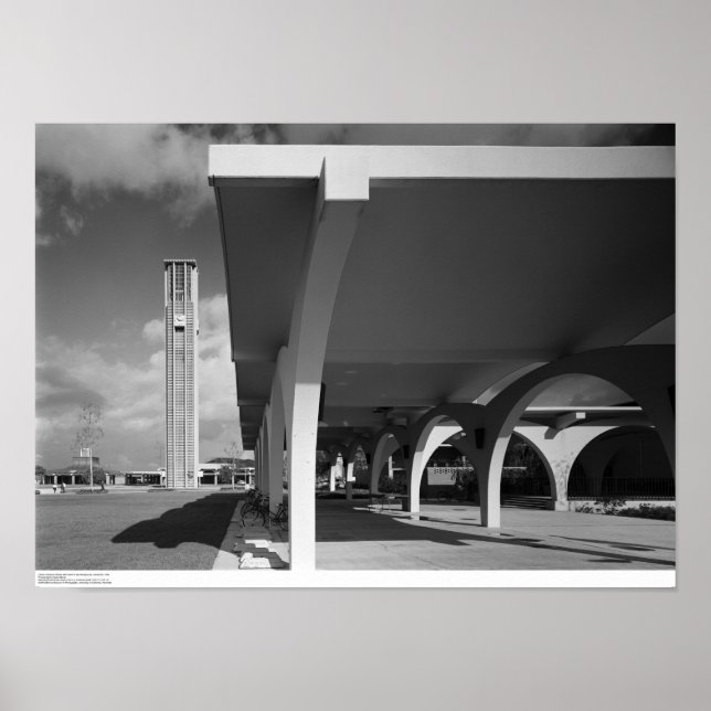 Library Entrance Arches, Bell Tower in Background Poster (Front)