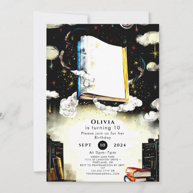 Library Fairytale Custom Storybook Birthday Invitation (Front)