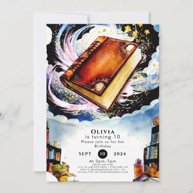 Library Fun Boho Storybook Birthday Invitation (Front)