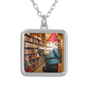 Library Gnome II Silver Plated Necklace