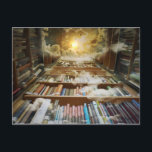 Library In the Sky Postcard<br><div class="desc">Bookshelves going up towards sky with sun and clouds.</div>