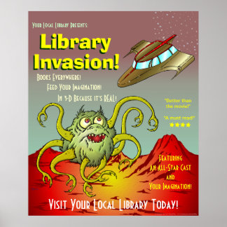 Library Invasion! Reading Promotion Poster