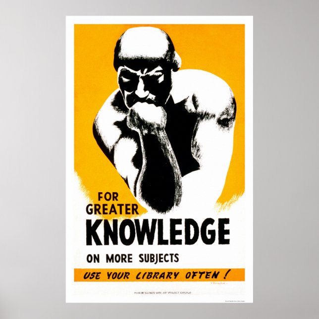 Library Is Knowledge 1940 WPA Poster (Front)
