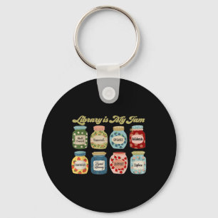 Library Is My Jam Librarian Appreciation Reading T Keychain