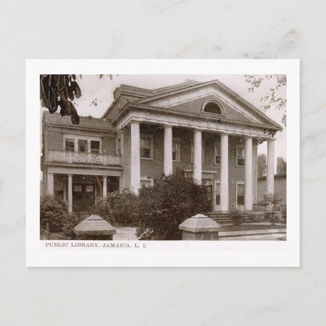 Library, Jamaica, Queens, New York Vintage Postcard (Front)
