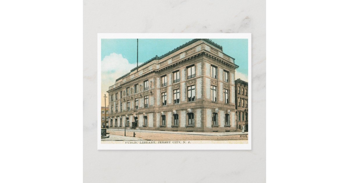Library, Jersey City, NJ Vintage Postcard Zazzle