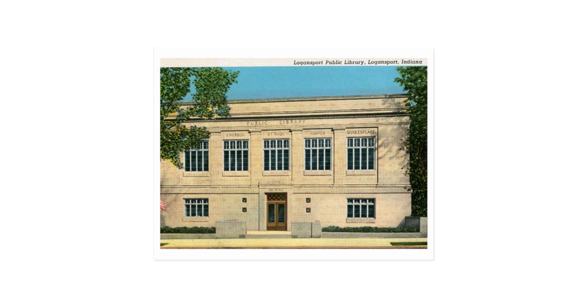 Library, Logansport, Indiana Vintage Postcard