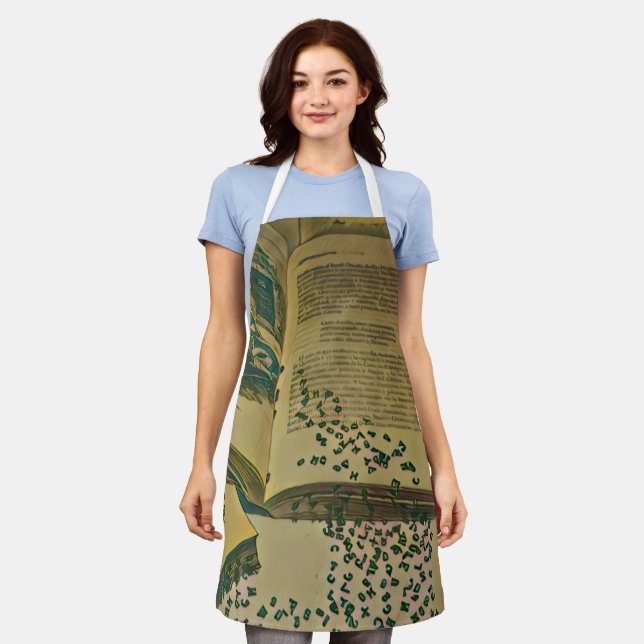 Library lover gift apron (Worn)