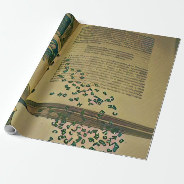 Library lover gift wrapping paper (Unrolled)