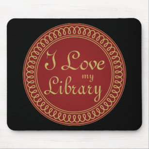 Library Lover Red and Gold Reading Gift Mouse Pad