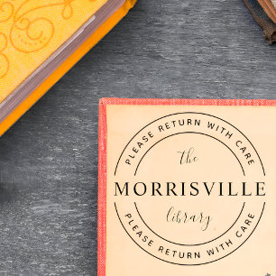 Library Name   Custom Round From The Library Of Rubber Stamp
