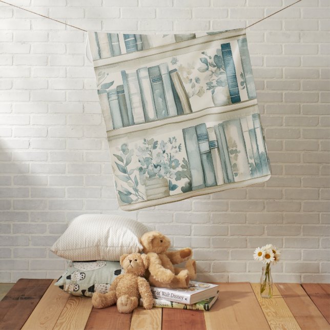 Library New Chapter Blue Boy Book Baby Shower Blanket (In Situ)