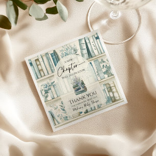 Library New Chapter Blue Boy Book Baby Shower Napkins
