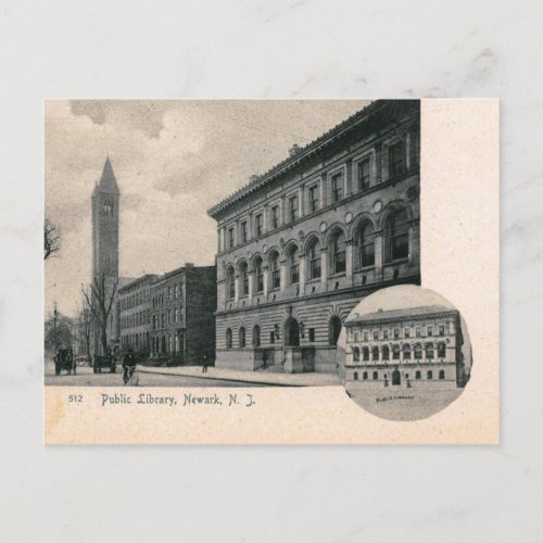 Library Newark NJ Vintage Postcard