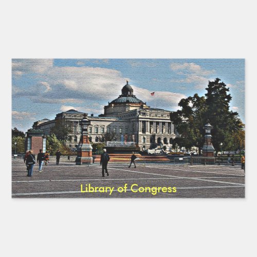 Library of Congress in Mosaic Pattern Rectangular Sticker