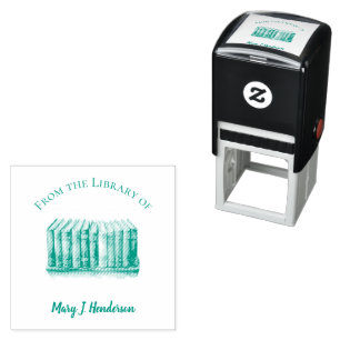 Library of Custom Text Name Books Self-inking Stamp