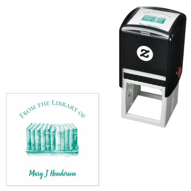 Library of Custom Text Name Books Self-inking Stamp (In Situ)