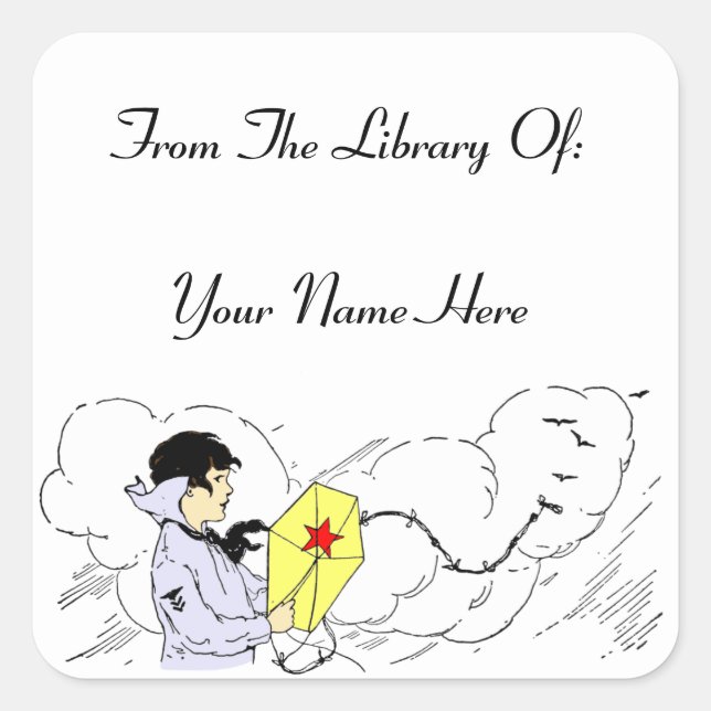 Library of Storybook Kite Custom Bookplate Sticker (Front)