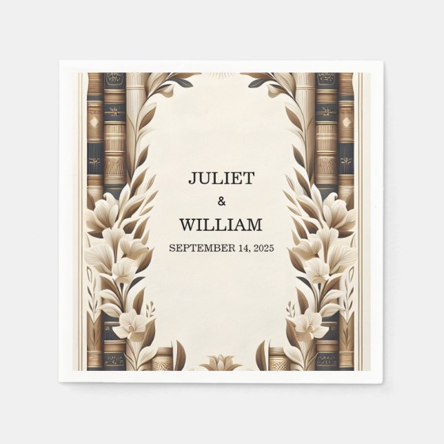 Library Old English Book Club Cover Wedding Napkins (Front)