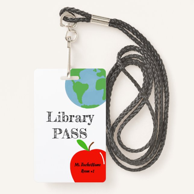 Library Pass Personalized Badge (Front with Lanyard)