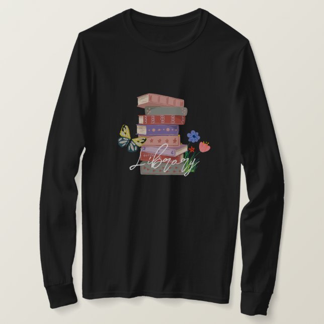 Library Personalized for reader cute gift black T-Shirt (Design Front)