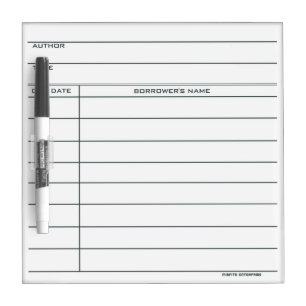 Library Pocket Card - Dry Erase Board