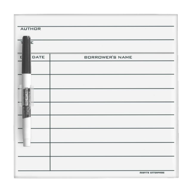 Library Pocket Card - Dry Erase Board (Front)