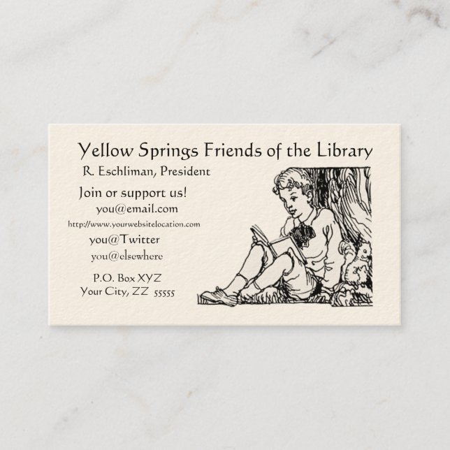 Library Poem Quote Regular Business Card (Front)