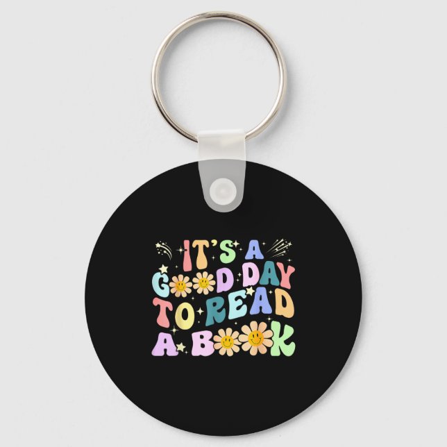 Library reading lovers funny good day to read book keychain (Front)