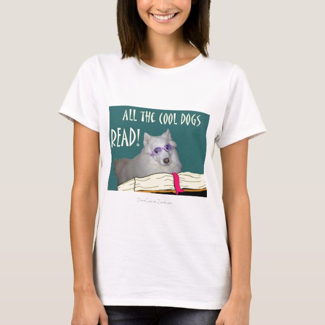 Library - Samoyed - Cool Dogs Read Literacy T-Shirt (Front)