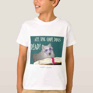 Library - Samoyed - Cool Dogs Read Literacy T-Shirt