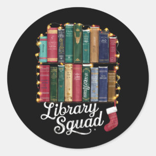 Library Squad Christmas Book Lovers Team Reading Classic Round Sticker