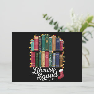 Library Squad Christmas Book Lovers Team Reading Holiday Card