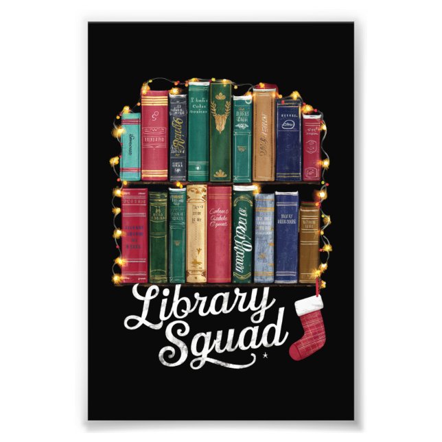 Library Squad Christmas Book Lovers Team Reading  Photo Print (Front)