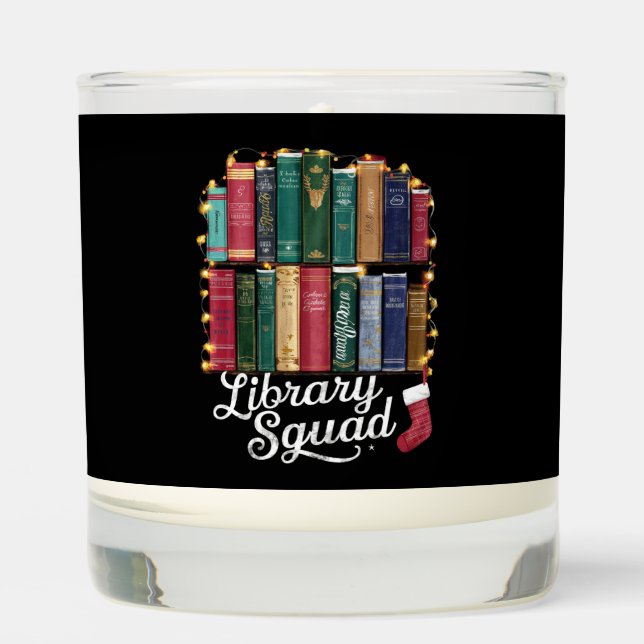 Library Squad Christmas Book Lovers Team Reading  Scented Candle (Front)