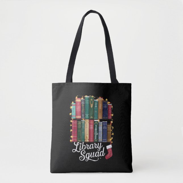 Library Squad Christmas Book Lovers Team Reading  Tote Bag (Front)