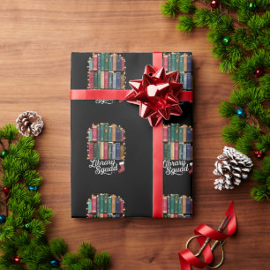 Library Squad Christmas Book Lovers Team Reading  Wrapping Paper
