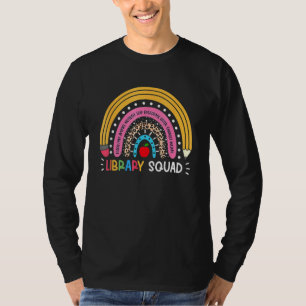 Library Squad Rainbow Leopard Teacher 100 Days Of  T-Shirt
